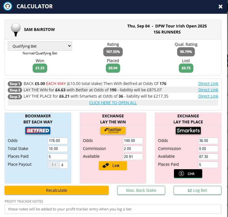 Golf Each Way Value