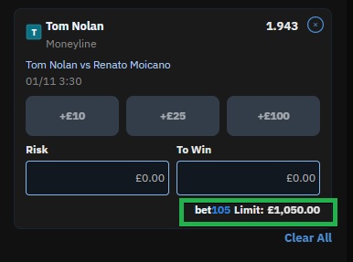 Bet105 Betting Limits